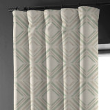 Cream, Taupe & Sage Green Geometric Diamond Linen Curtains | Light Filtering/Blackout | Single/Set of 2 | Custom Sizes Available