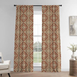 Brown & Terracotta Geometric Diamond Linen Curtains | Light Filtering/Blackout | Single/Set of 2 | Custom Sizes Available
