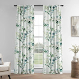 Hand-Painted Artistic Watercolor Eucalyptus Leaves Patterned Linen Curtains (Light Filtering/Blackout, Multiple Sizes)