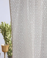 Organic Cotton White Moroccan Geometric Block Print Curtains - Custom Sizes & Liners