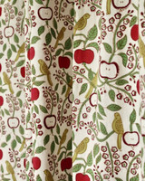 Handcrafted Organic Cotton Curtains with Red Apple Block Print (Single Panel or Pair)