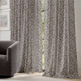 Luxury Heavyweight Linen Tailored Pinch Pleated Curtains with Jacquard Leaves  | Light Filtering or Blackout Liner | Oeko-Tex Certified | Single Panel or Set of 2 | 6 Colors: Ivory, Bone, Doe, Alloy Grey, Pink & Sky Blue