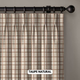 Organic Linen Pinch Pleated Farmhouse Checks Curtains With Blackout or Light Filtering Liner