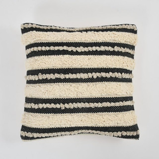 Black & Cream Textured Cotton Cushion Cover, 16x16, Boho Throw Pillow Case, Modern Farmhouse Decor Black & Cream Textured Cotton Cushion Cover, 16x16, Boho Throw Pillow Case, Modern Farmhouse Decor