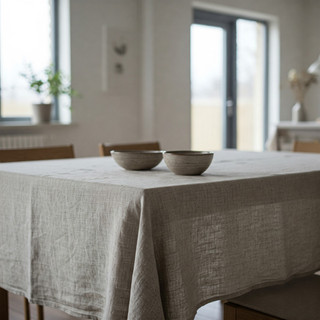 Organic Flax Linen Tablecloth - Natural Undyed Table Cover