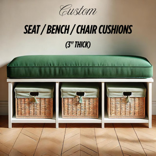 Custom Made 3 Inch Rectangular Indoor & Outdoor Seat & Bench Cushions USA | For Patio Chairs, Sofas, and More | Choose Your Fabric: Velvet, Linen, Organic Cotton Custom Made 3 Inch Rectangular Indoor & Outdoor Seat & Bench Cushions USA | For Patio Chairs, Sofas, and More | Choose Your Fabric: Velvet, Linen, Organic Cotton