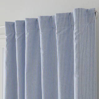 Pure Linen Oxford Stripe Curtains | Custom Sizes & Liners | Blue, Grey & Pink Color Options