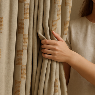 Geometric Jacquard Cotton Curtains – Blackout or Light Filtering – 7 Colors | The Organic Habitat Geometric Jacquard Cotton Curtains – Blackout or Light Filtering – 7 Colors | The Organic Habitat