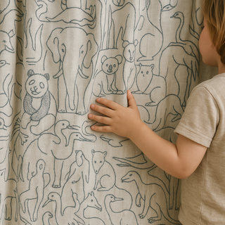 Embroidered Animal Linen Curtains for Kids – Custom Sizes – Blackout or Cotton Lined – Single or Pair Embroidered Animal Linen Curtains for Kids – Custom Sizes – Blackout or Cotton Lined – Single or Pair