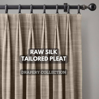 Customizable Raw Silk Two-Fold Tailored Pleat Curtains - Choose Blackout or Light Filtering. Single Curtain or Set of 2 Options. Tailor Your Size for Perfect Fit!