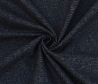 Navy Herringbone Wool Tweed Fabric - Insulating & Versatile - 57" Wide, 450 GSM, Sold by the yard