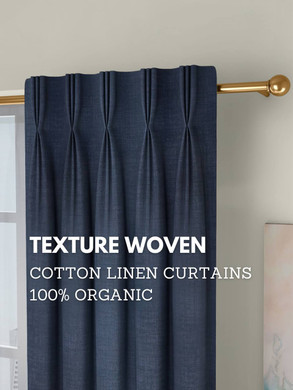 Organic Cotton Linen Textured Triple Pinch Pleated Blackout Curtains With Light Filtering Cotton Liner Option: Single or Set