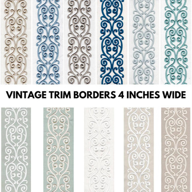 Vintage Damask Decorative Trim Border Tape For Sewing On Curtains Cushions and Home Textiles 4 Inches Wide Sold By the Yard/Meter 11 Color Options