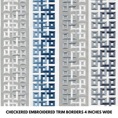 Checkered Embroidered Trim Border Tape For Decorating Curtains, Cushions, Table & Kitchen Linen and Home Textiles 4 Inches Wide Sold by the yard