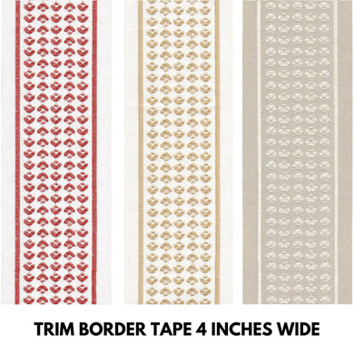 Decorative Polka Embroidered Trim Border Tape Ribbon 4 Inches Wide For Curtains Cushions Home Textiles & Upholstery Sold By The Yard/Meter