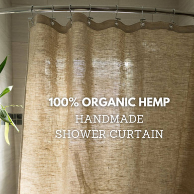 Premium Organic Hemp Shower Curtain with Metal Rings | Standard & Custom Sizes for Your Perfect Bathroom Retreat
