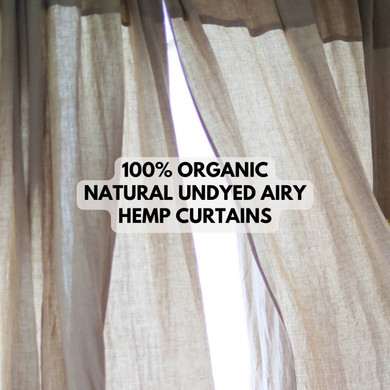 Organic Hemp Undyed Semi Sheer Curtains in Natural Hemp Color | Light, Airy, and Eco-Friendly | Health-Focused Back Tab Heading Style