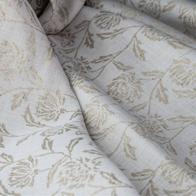 The Organic Habitat: Floral Hemp Jacquard Fabric (Natural Oatmeal, 58", 145gsm) - Apparel, Curtains & More