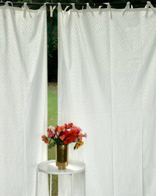 Luxurious Chevron Herringbone Hand Block Printed Organic Cotton Curtains - Multiple Sizes & Liners