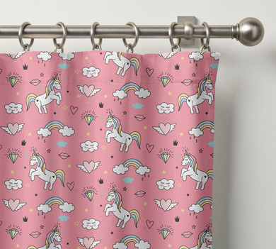 Magical Unicorn Custom Linen Curtains - Light Filtering/Blackout Liner (Single Panel/Set of 2) - Perfect for Kids Room & Nursery Decor