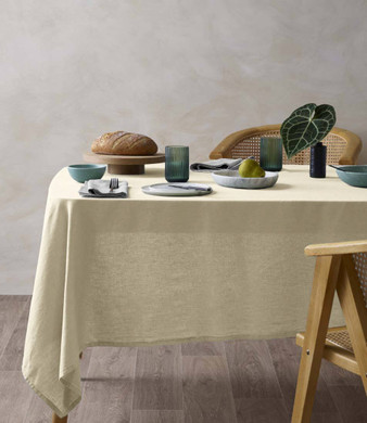Cream Organic Hemp Tablecloth | Naturally Dyed, Textured Sustainable Luxury