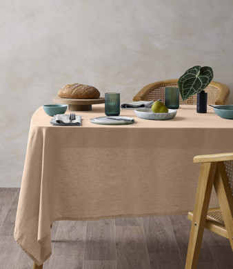 Light Peach Organic Hemp Tablecloth | Coastal Elegance & Eco-Friendly Style