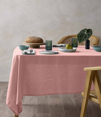 Light Pink Organic Hemp Tablecloth | Naturally Dyed, Soft & Romantic Elegance