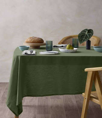 Olive Green Organic Hemp Tablecloth | Naturally Dyed, Earthy & Elegant