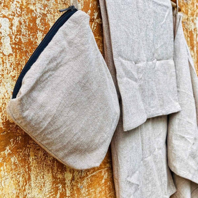 Organic Hemp Towel Set (2) - Undyed, 50x30in, 250GSM, Quick-Dry, Handstitched, Zipper Bag