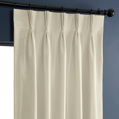 Luxury 100% Dupioni Silk Triple Pinch Pleated Curtains - Light Filtering or Blackout Liner (Customizable Sizes & Colors)