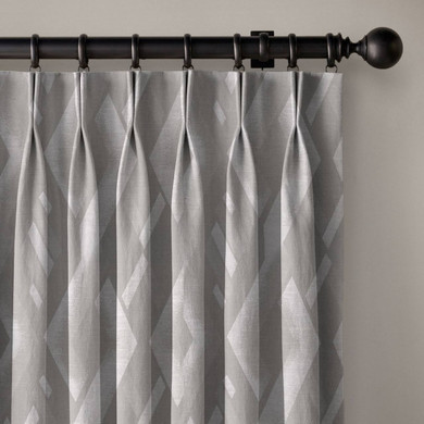 Luxury Linen Dual Pinch Pleat Curtains | Geometric Weave | Blackout, Light Filter Options