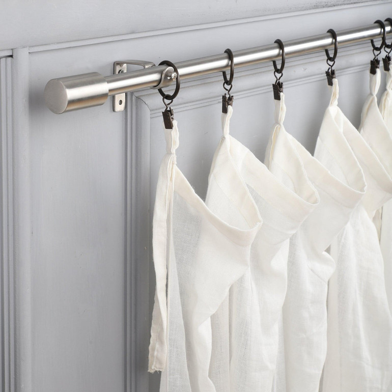 Adjustable Curtain Rod | Silver | Modern Finials | 24-144 Inch | Includes Hardware
