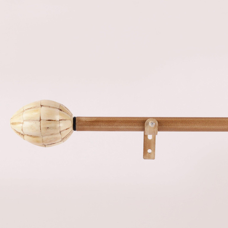 Adjustable Curtain Rod | Gold | 25mm | Mother of Pearl Finials | 24-144 Inch | Includes Hardware