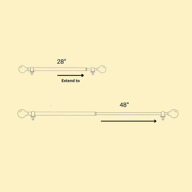 Adjustable Curtain Rod | White | 19mm | Marble & Wood Finials | 24-144 Inch | Includes Hardware