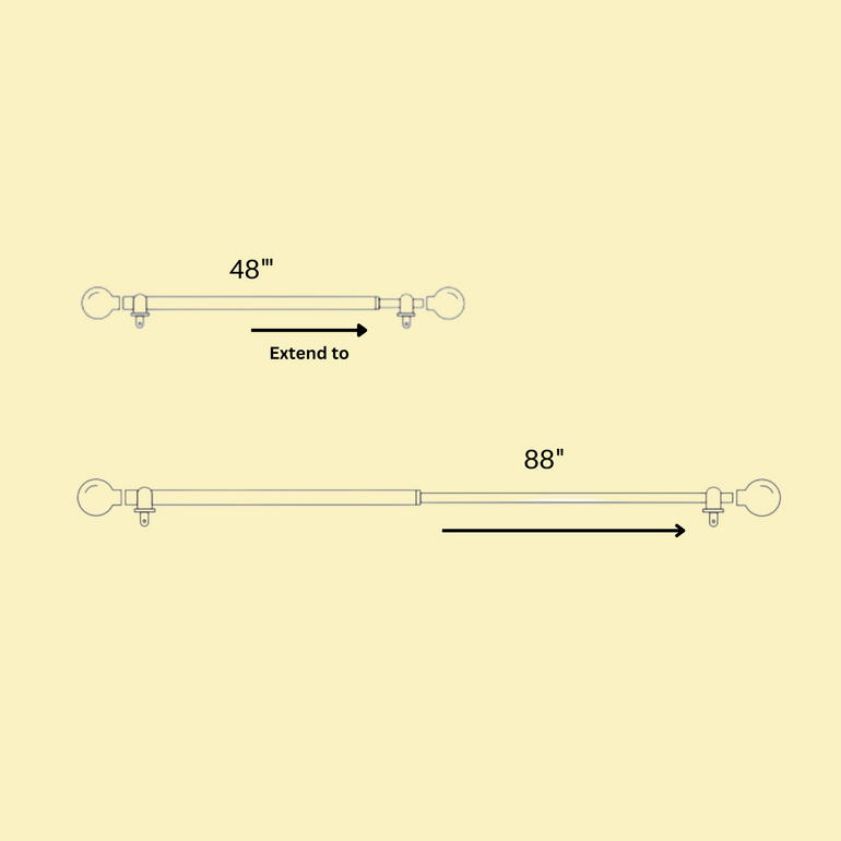 Adjustable Curtain Rod | White | 19mm | Marble & Wood Finials | 24-144 Inch | Includes Hardware