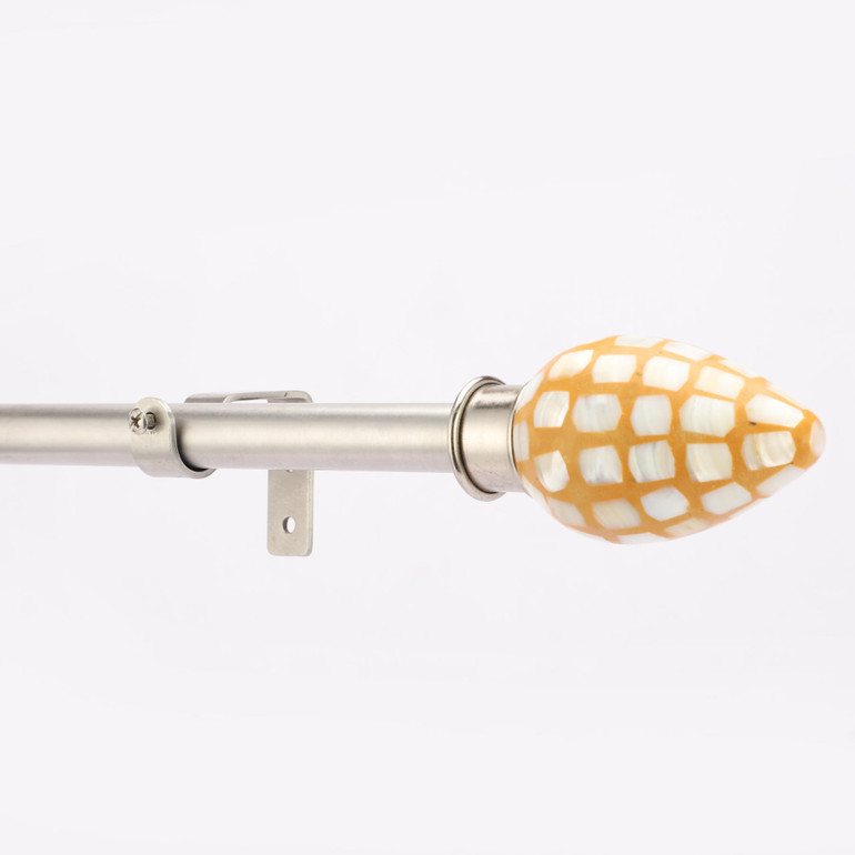 Adjustable Curtain Rod | Silver | 19mm | Iridescent Finials | 24-144 Inch | Includes Hardware