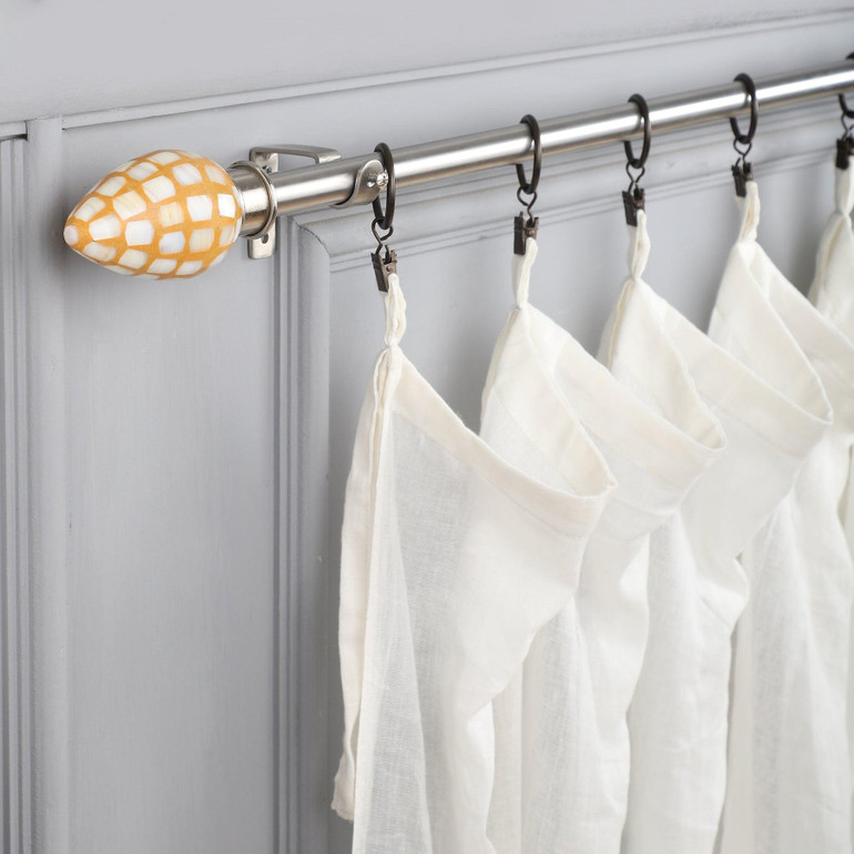 Adjustable Curtain Rod | Silver | 19mm | Iridescent Finials | 24-144 Inch | Includes Hardware