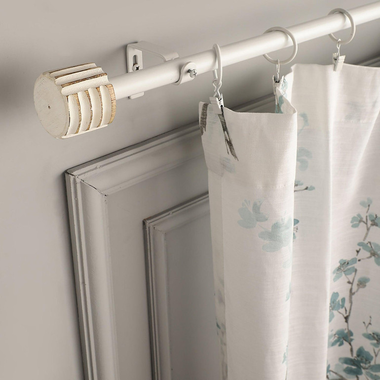White Curtain Rod | Decorative Finials | 24-144 Inch | Adjustable | Hardware Included