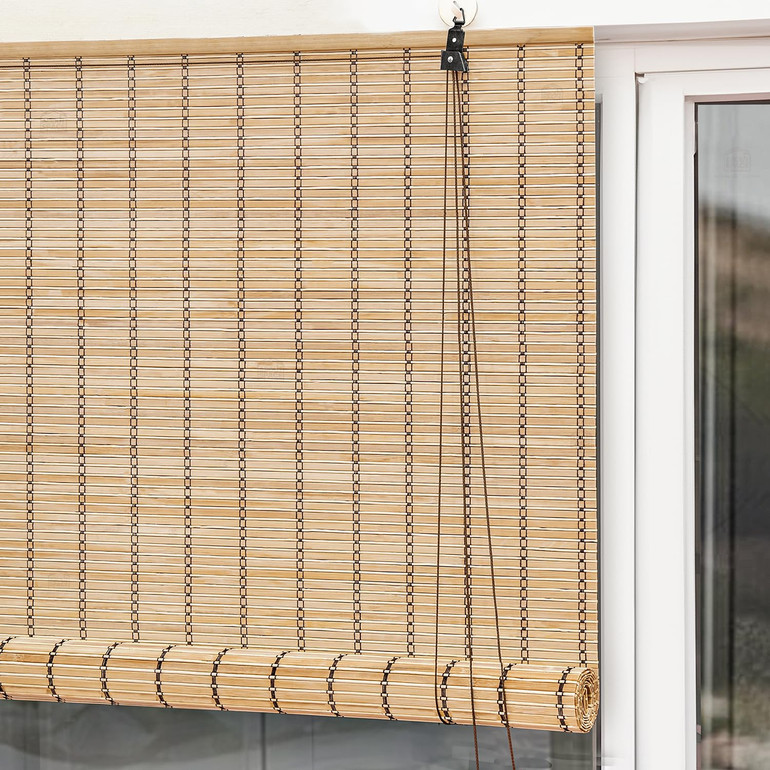 Bamboo Roller Shades | Natural Woven Wood Style | Maximum Privacy | Standard & Custom Size | Eco Friendly & Sustainable