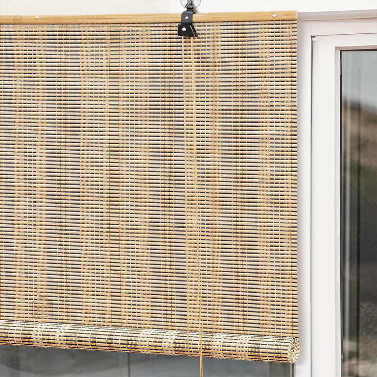 Light Filtering Woven Wood Style Bamboo Roller Window Shades | Natural & Sustainable | Standard & Custom Size