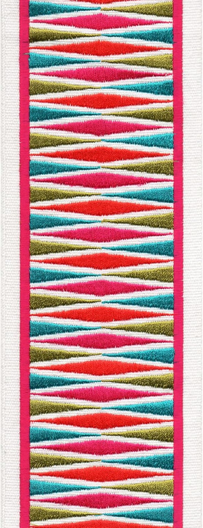 Textured Geometric Diamond Pure Cotton Canvas Trim - 4 Inch Wide Horizontal Pattern Border Tape for Curtains & Home Decor - Sold By The Yard