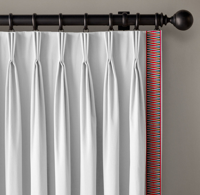 Textured Geometric Diamond Pure Cotton Canvas Trim - 4 Inch Wide Horizontal Pattern Border Tape for Curtains & Home Decor - Sold By The Yard