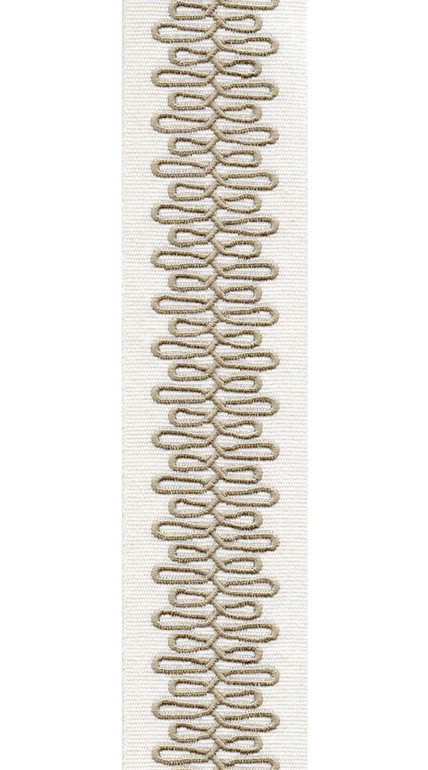 Scroll Pattern Pure Cotton Canvas Trim | 2.5 Inch Wide Border Tape for Curtains & Home Decor | By The Yard