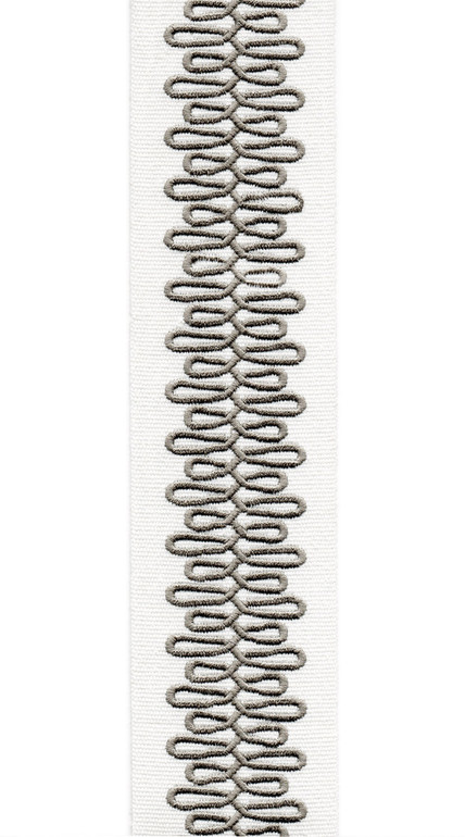 Scroll Pattern Pure Cotton Canvas Trim | 2.5 Inch Wide Border Tape for Curtains & Home Decor | By The Yard