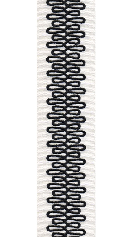 Scroll Pattern Pure Cotton Canvas Trim | 2.5 Inch Wide Border Tape for Curtains & Home Decor | By The Yard