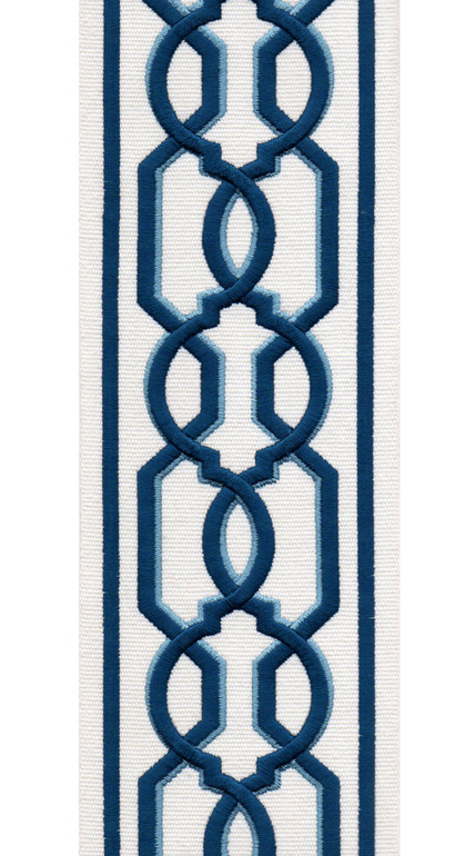 Ogee Pattern Cotton Canvas Trim | 4 Inch Wide Embroidered Border Tape | By The Yard