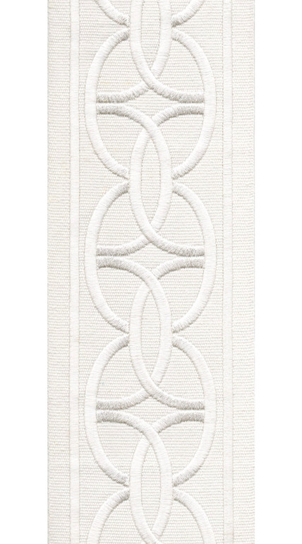 Interlocking Ring Cotton Canvas Trim | 4 Inch Wide Embroidered Border Tape | By The Yard