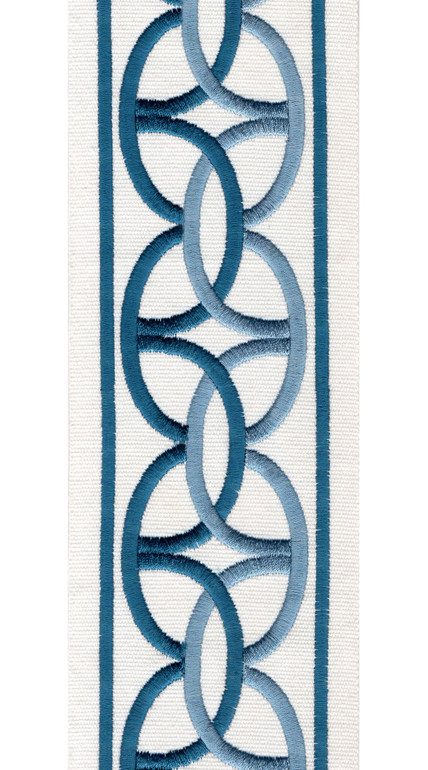 Interlocking Ring Cotton Canvas Trim | 4 Inch Wide Embroidered Border Tape | By The Yard