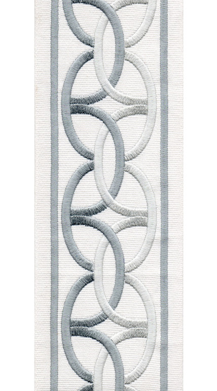 Interlocking Ring Cotton Canvas Trim | 4 Inch Wide Embroidered Border Tape | By The Yard