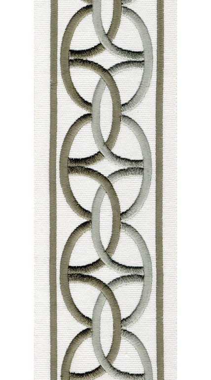 Interlocking Ring Cotton Canvas Trim | 4 Inch Wide Embroidered Border Tape | By The Yard